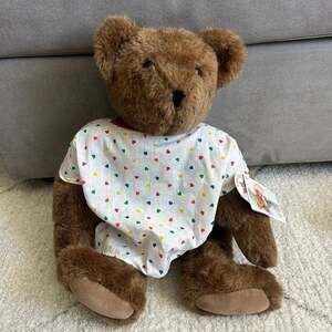 Vtg 1991 Vermont Teddy Bear Hospital Patient with Hearts Gown and Bandages 21"